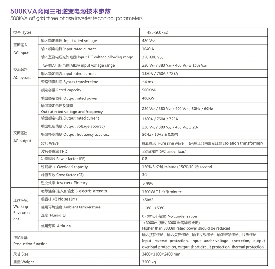 离网逆变器500KVA